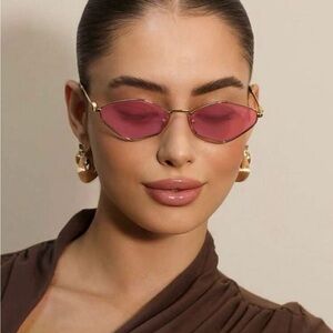 SHEIN Pink Oval Sunglasses